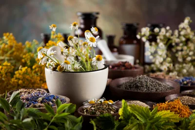 Herbal Medicine Preparation With Dried Flowers And Herbs