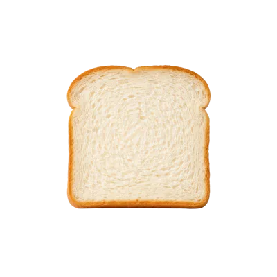 Single Slice Of White Bread On White Background
