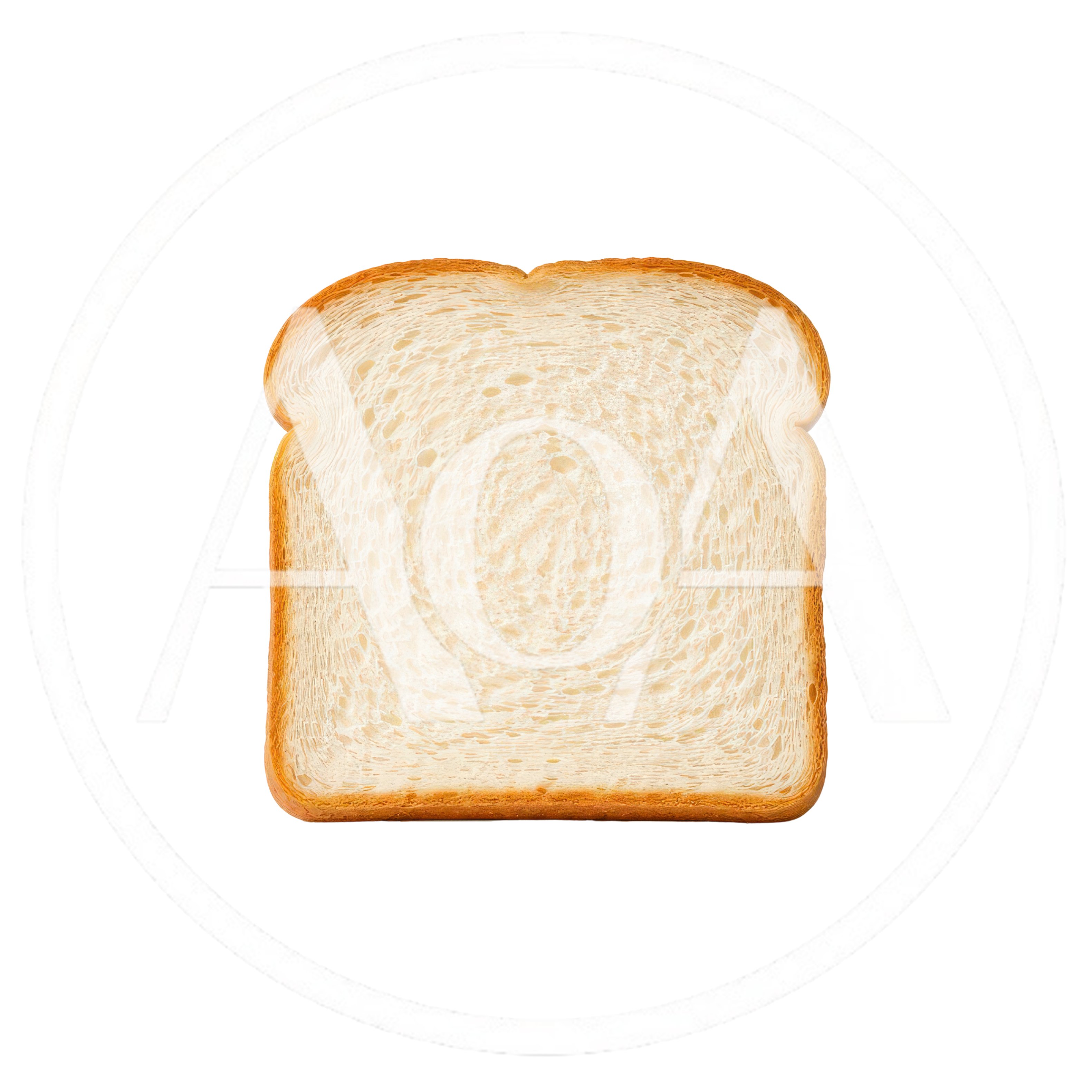 Single Slice Of White Bread On White Background