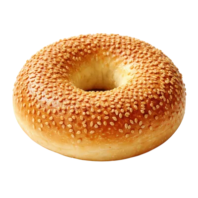 Fresh Sesame Seed Bagel Isolated On White Background