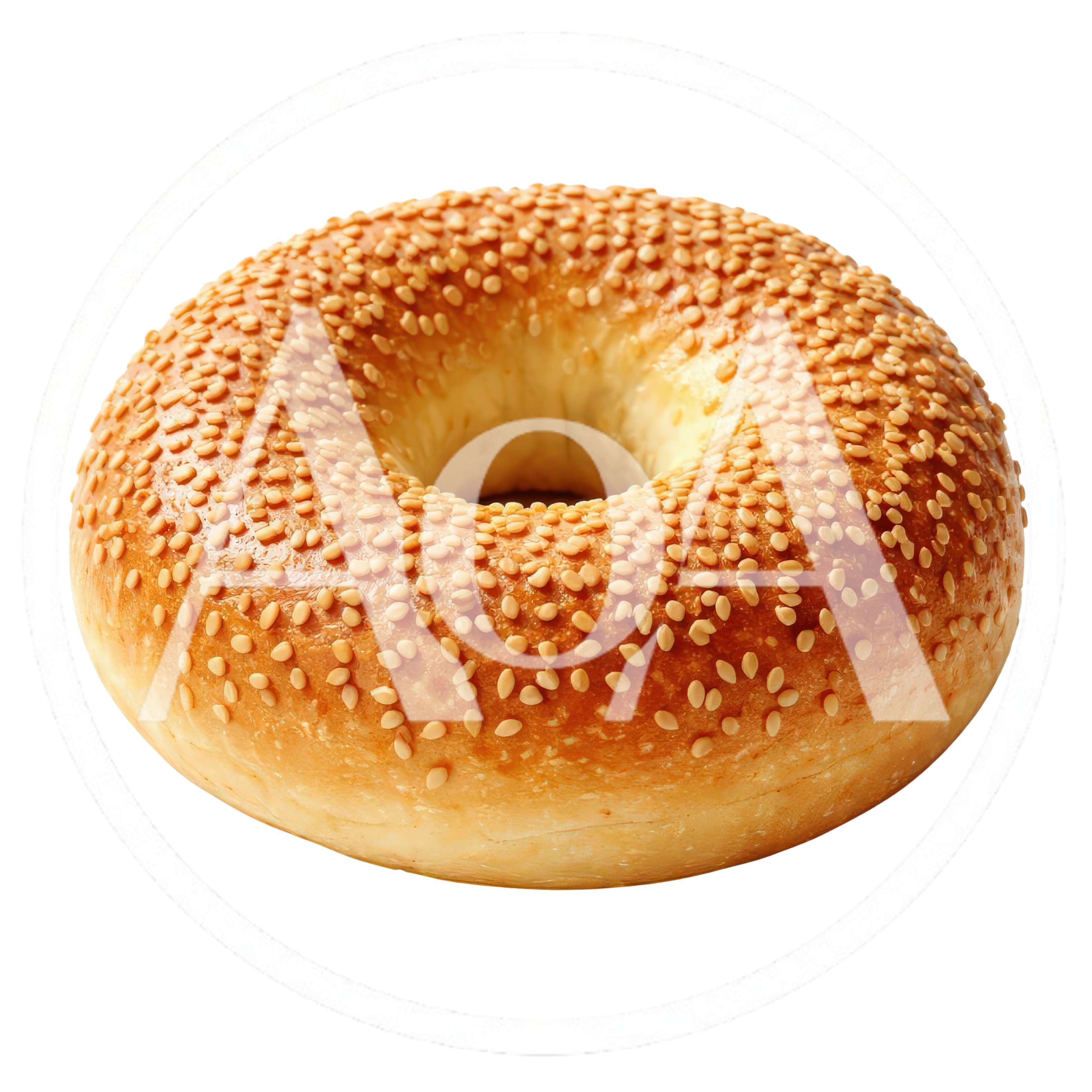Fresh Sesame Seed Bagel Isolated On White Background