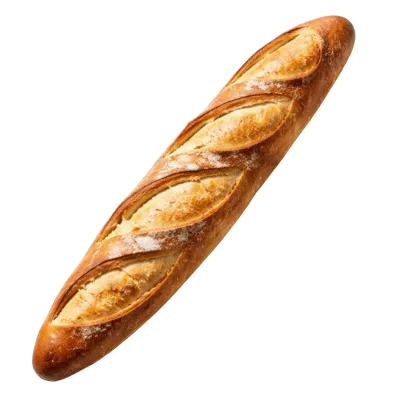 Freshly Baked French Baguette Isolated On White Background