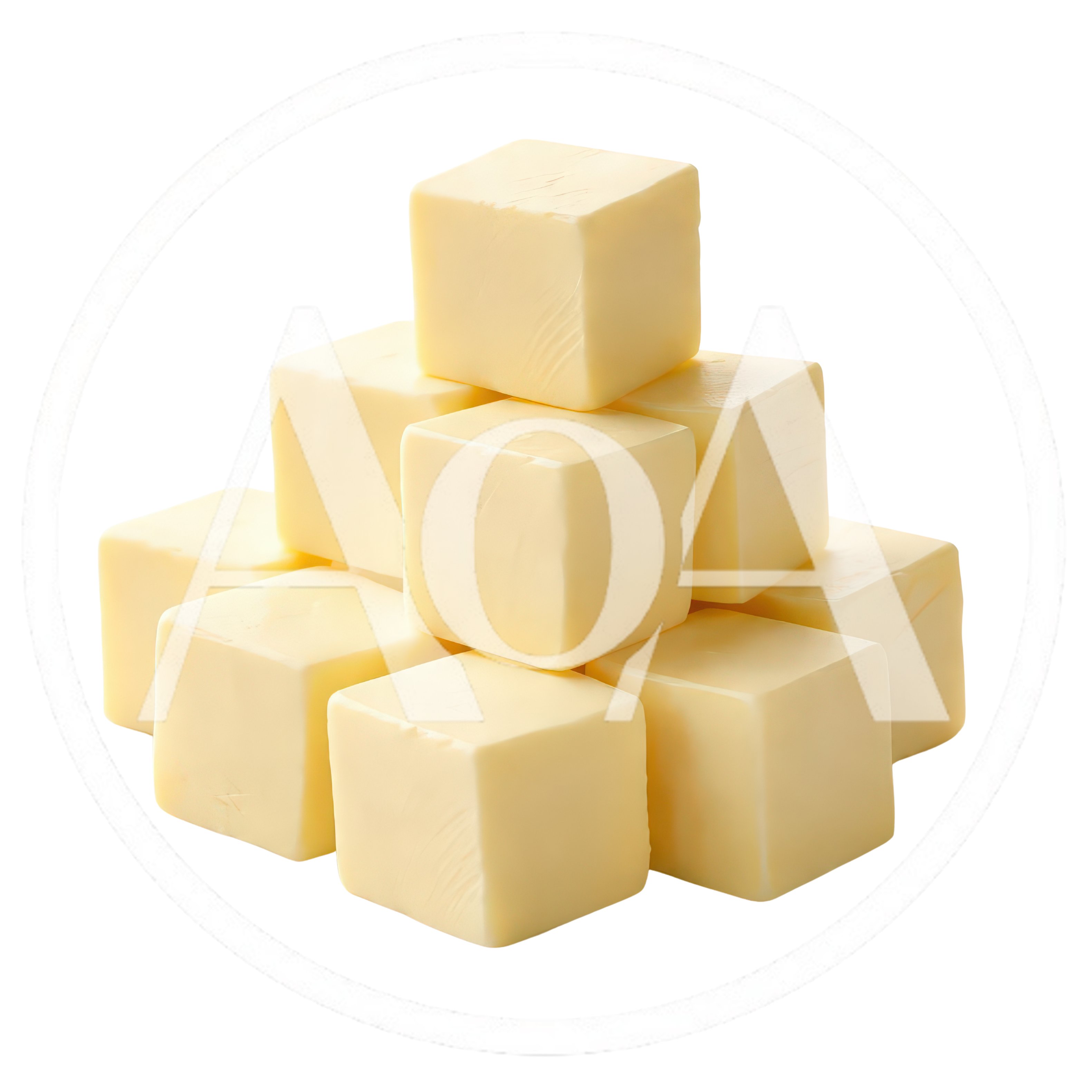 Stack Of Fresh Butter Cubes On White Background