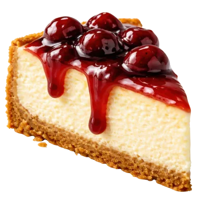 Single Slice Of Cherry Topped Cheesecake