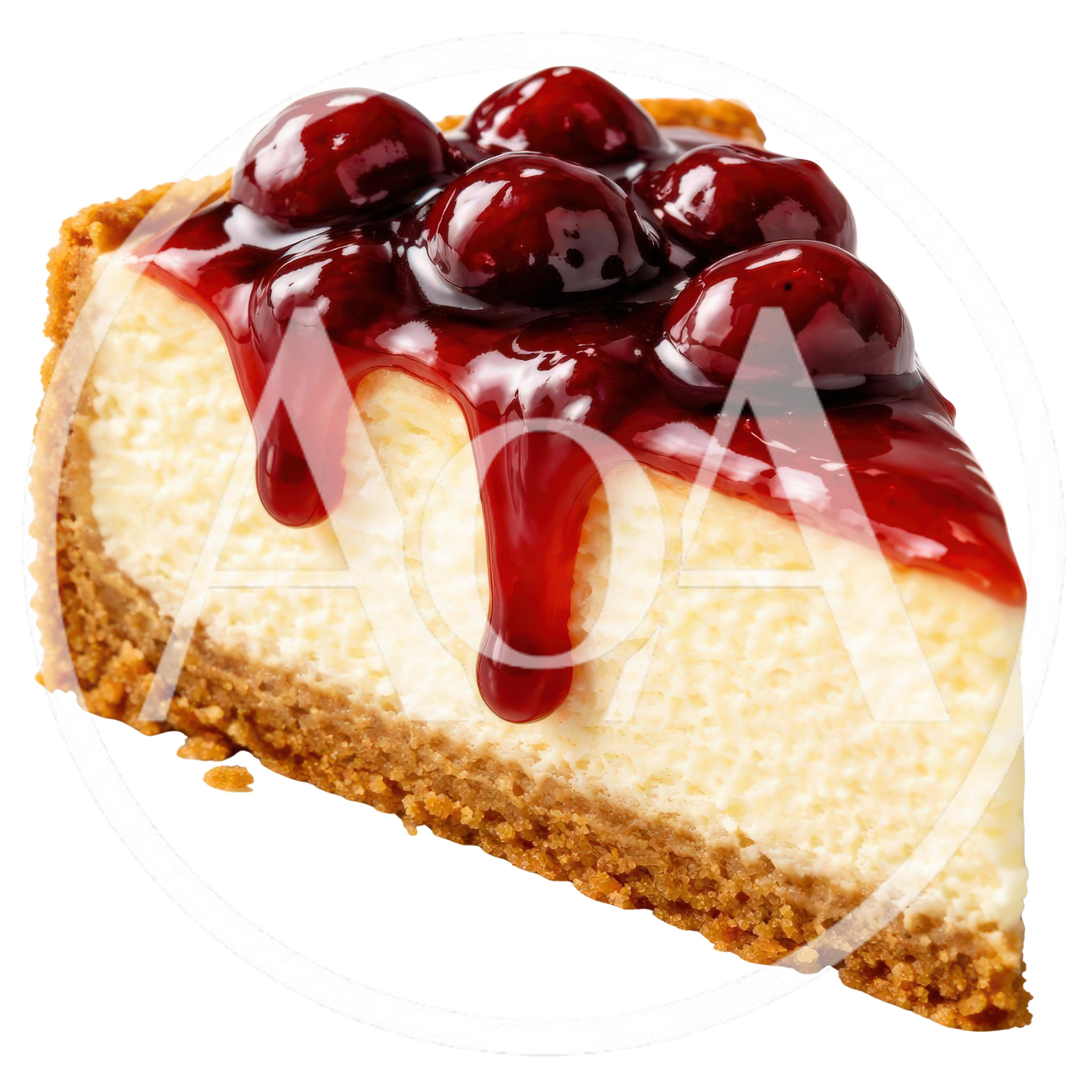 Single Slice Of Cherry Topped Cheesecake