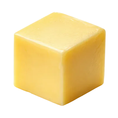 Single Cube Of Yellow Cheddar Cheese