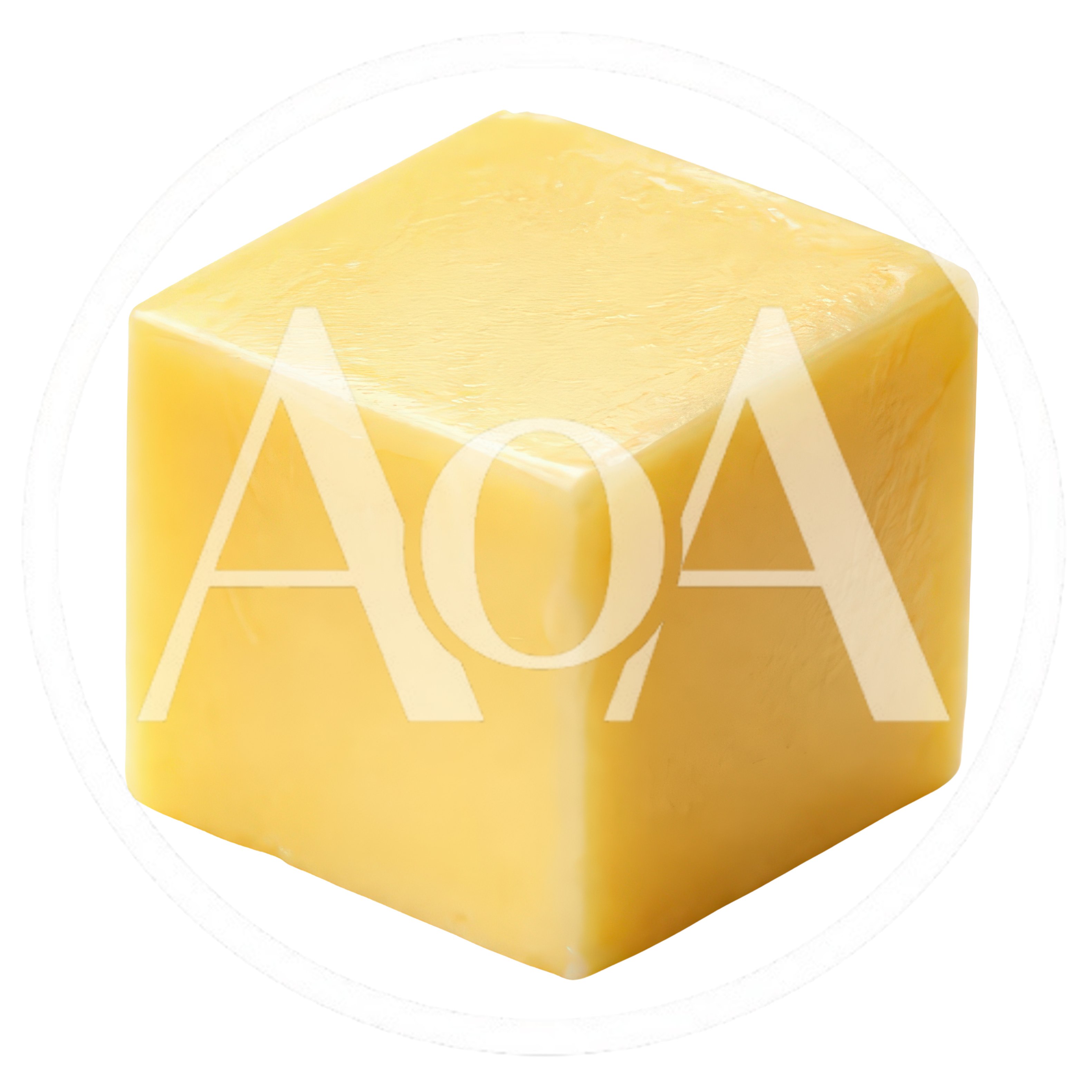 Single Cube Of Yellow Cheddar Cheese