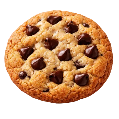 Single Chocolate Chip Cookie Isolated On White Background
