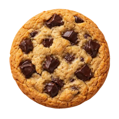 Single Chocolate Chip Cookie Isolated On White Background