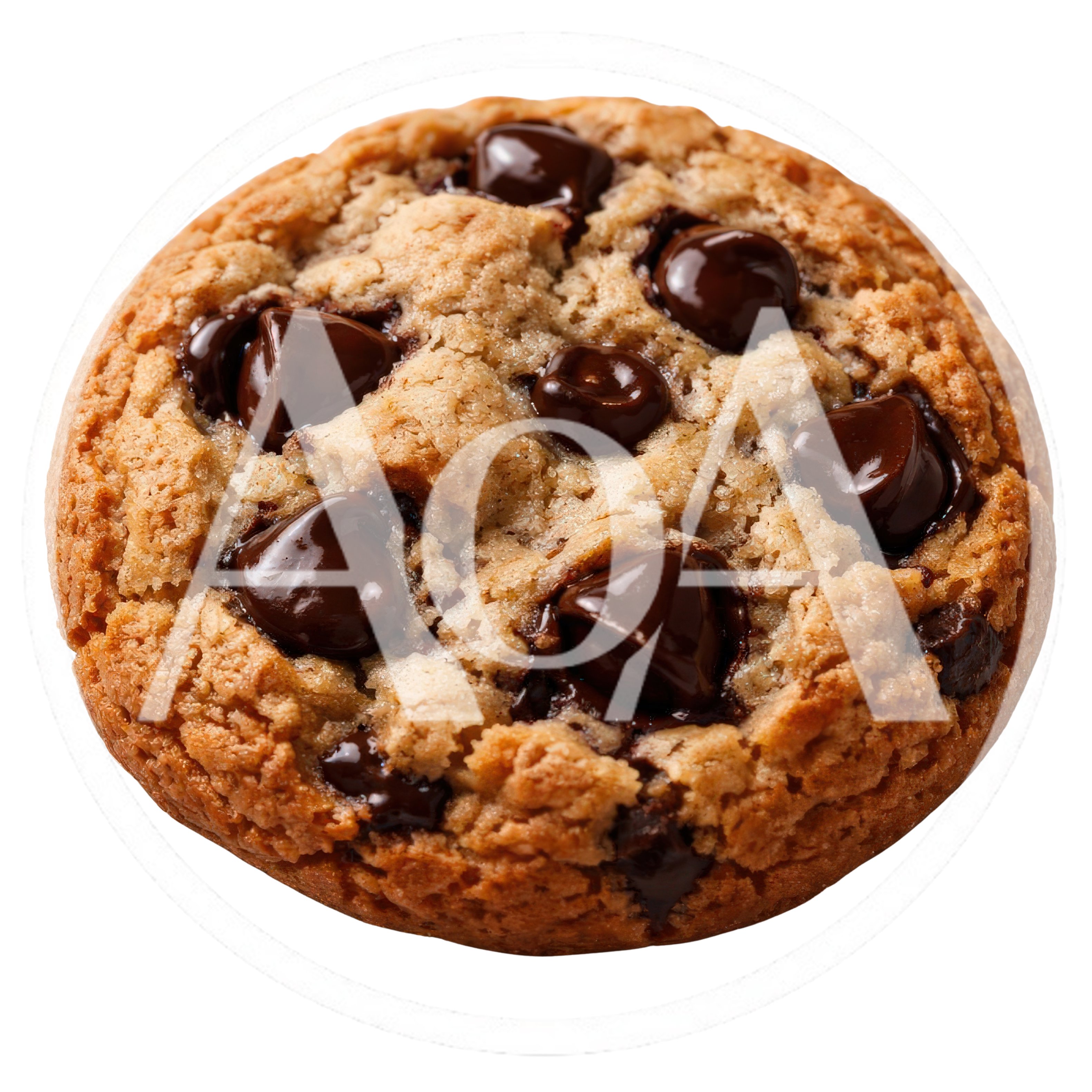 Single Chocolate Chip Cookie Isolated On Black Background