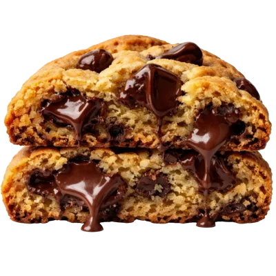 Gooey Chocolate Chip Cookie Halves Stacked