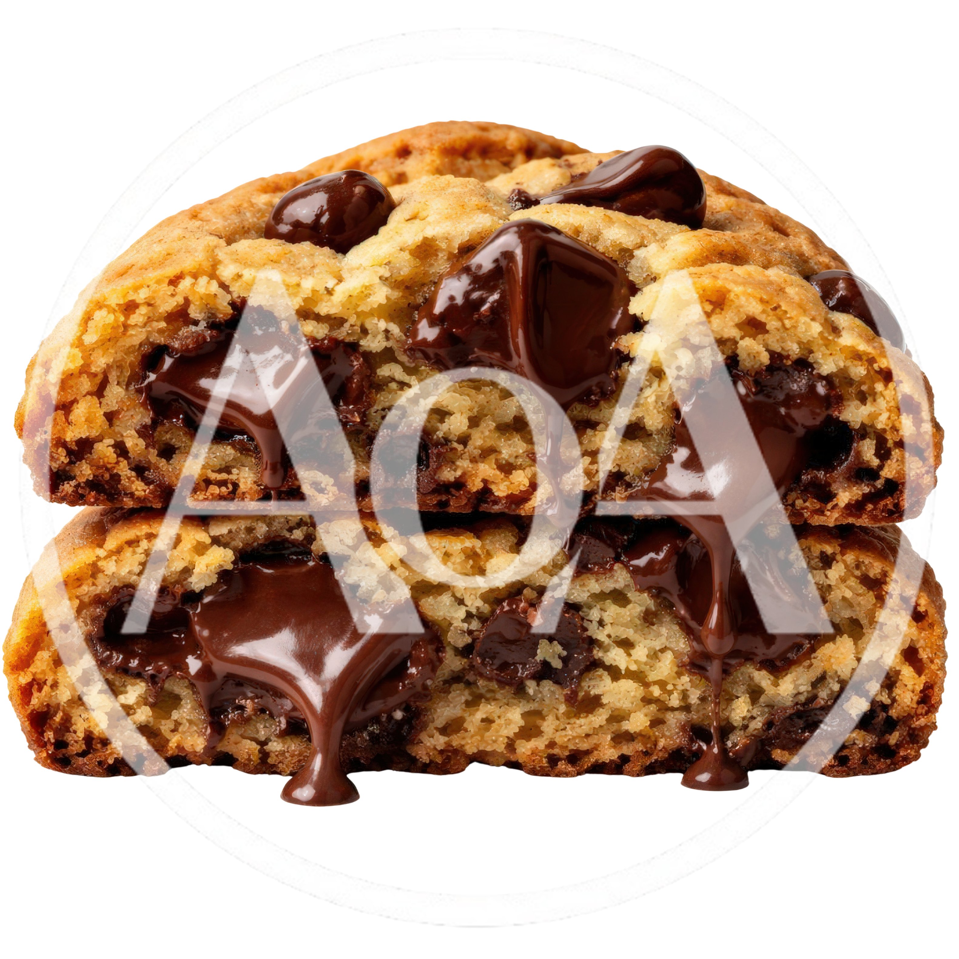 Gooey Chocolate Chip Cookie Halves Stacked