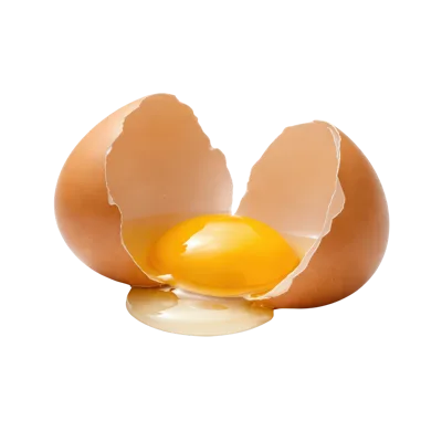 Cracked Brown Egg With Raw Yolk And White