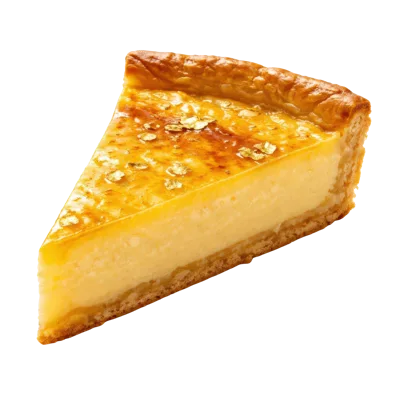 Single Slice Of Creamy Custard Tart With Gold Leaf