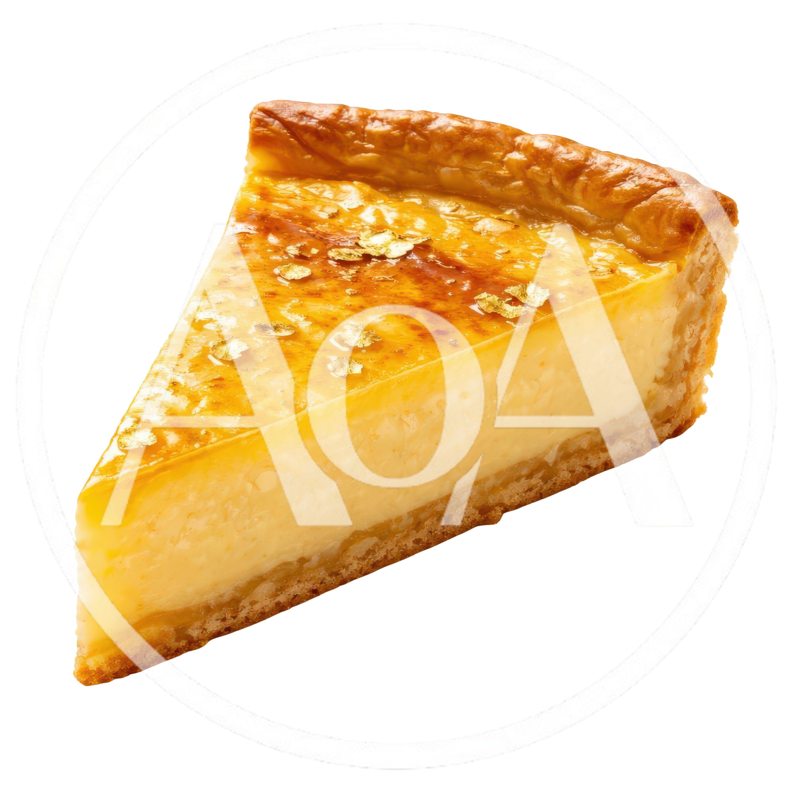 Single Slice Of Creamy Custard Tart With Gold Leaf