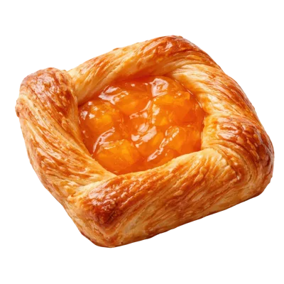 Apricot Danish Pastry Isolated on White Background