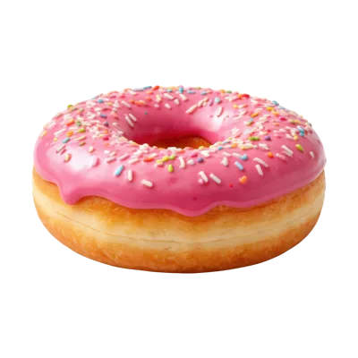Pink Frosted Donut With Colorful Sprinkles