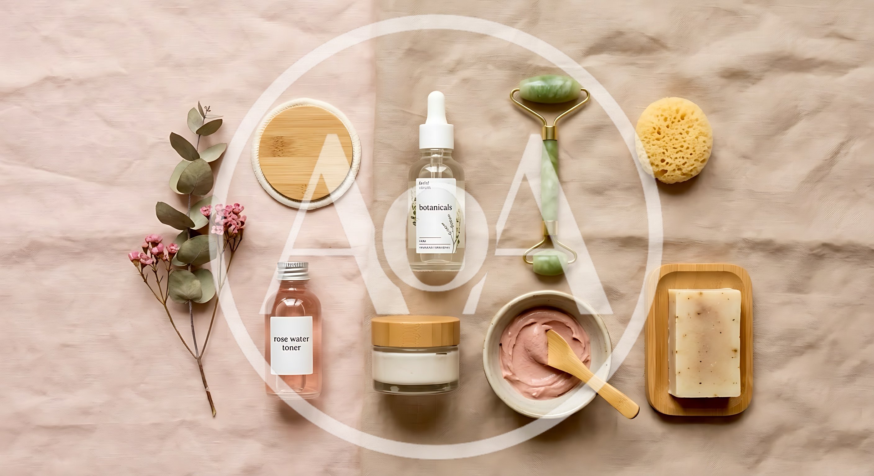 Flat Lay Of Natural Skincare Products And Accessories