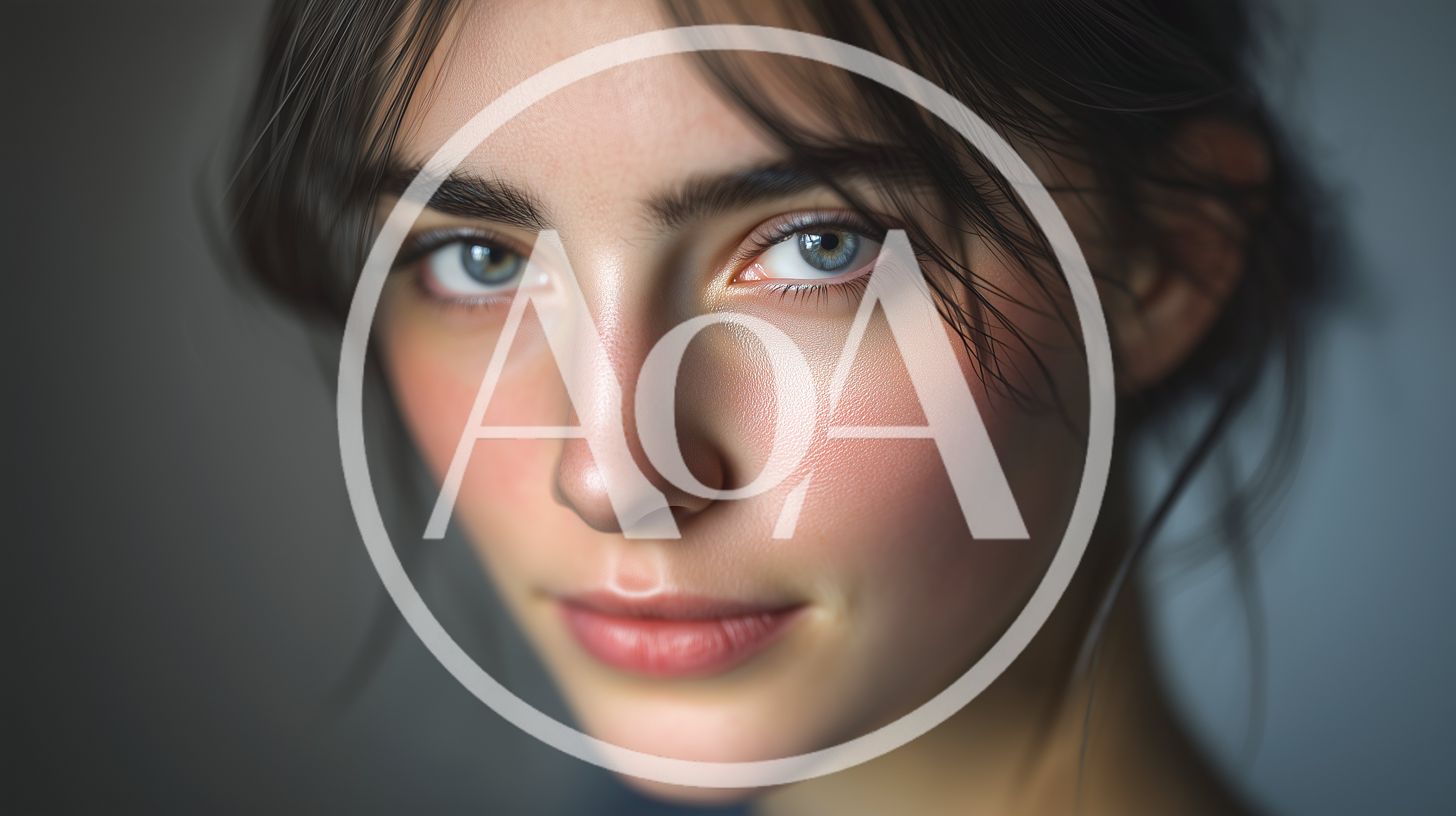 Close Up Portrait Of A Young Woman With Blue Eyes