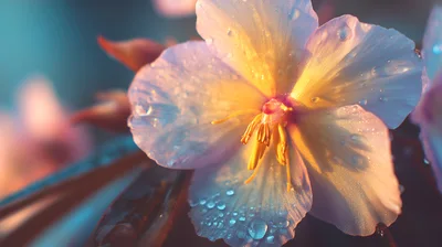 Close Up Of A Dew Covered Flower