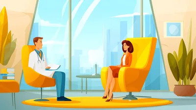 Doctor Consulting With Female Patient In Modern Office