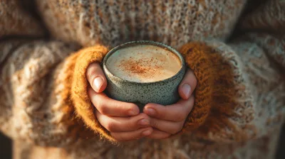 Person Holding A Warm Mug Of Coffee