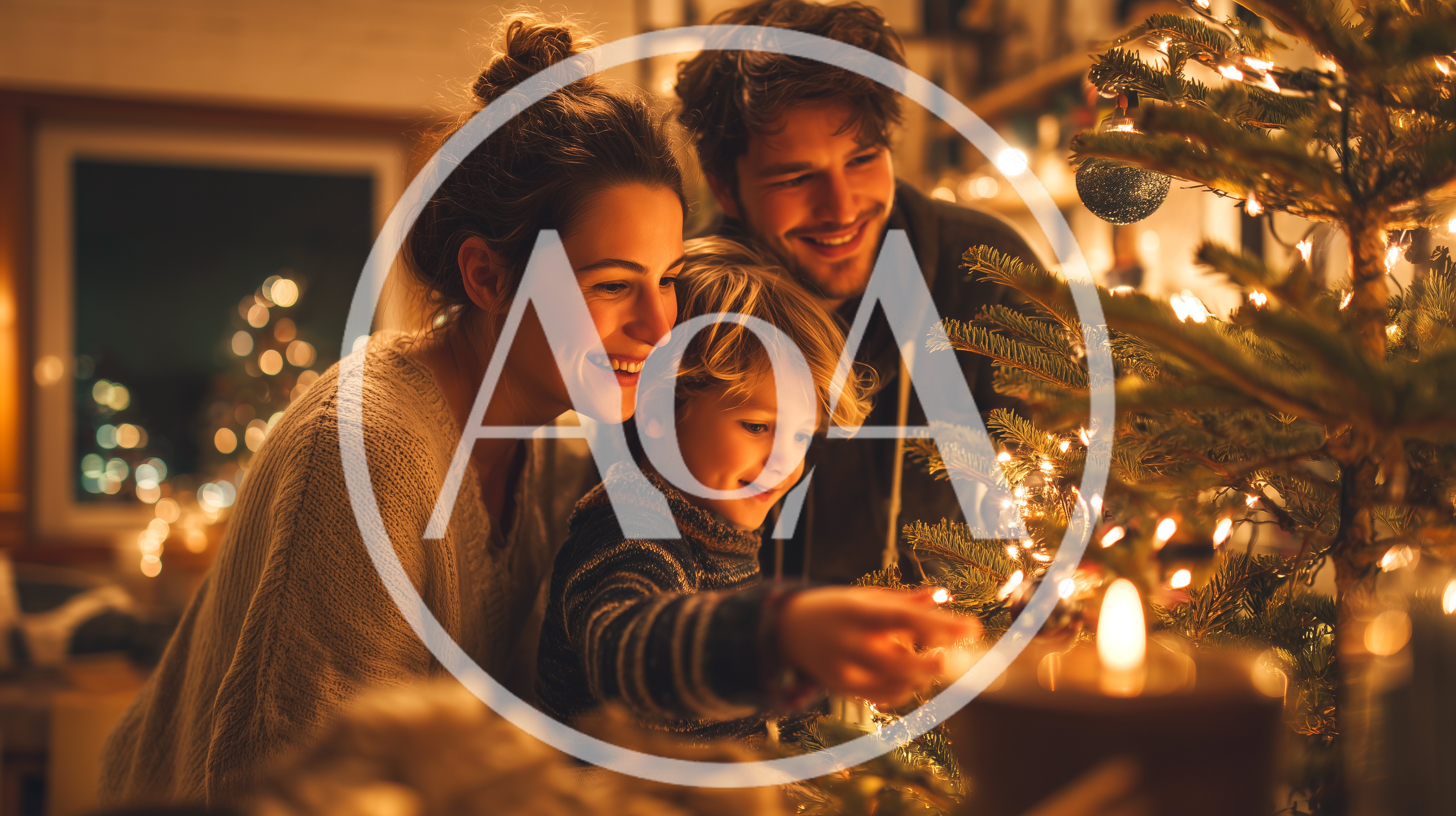 Family Decorating Christmas Tree Together At Home
