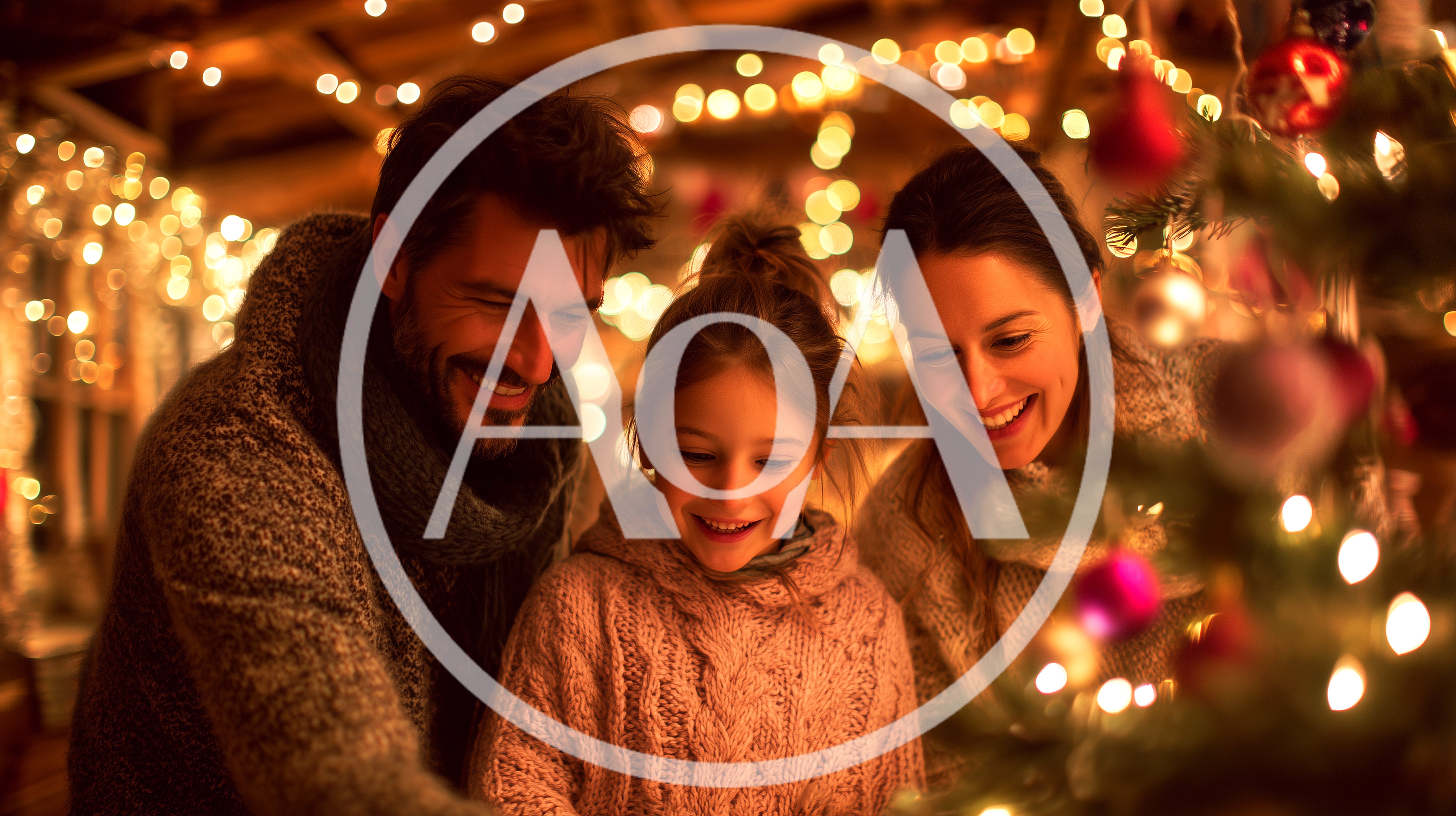 Happy Family Decorating Christmas Tree Together