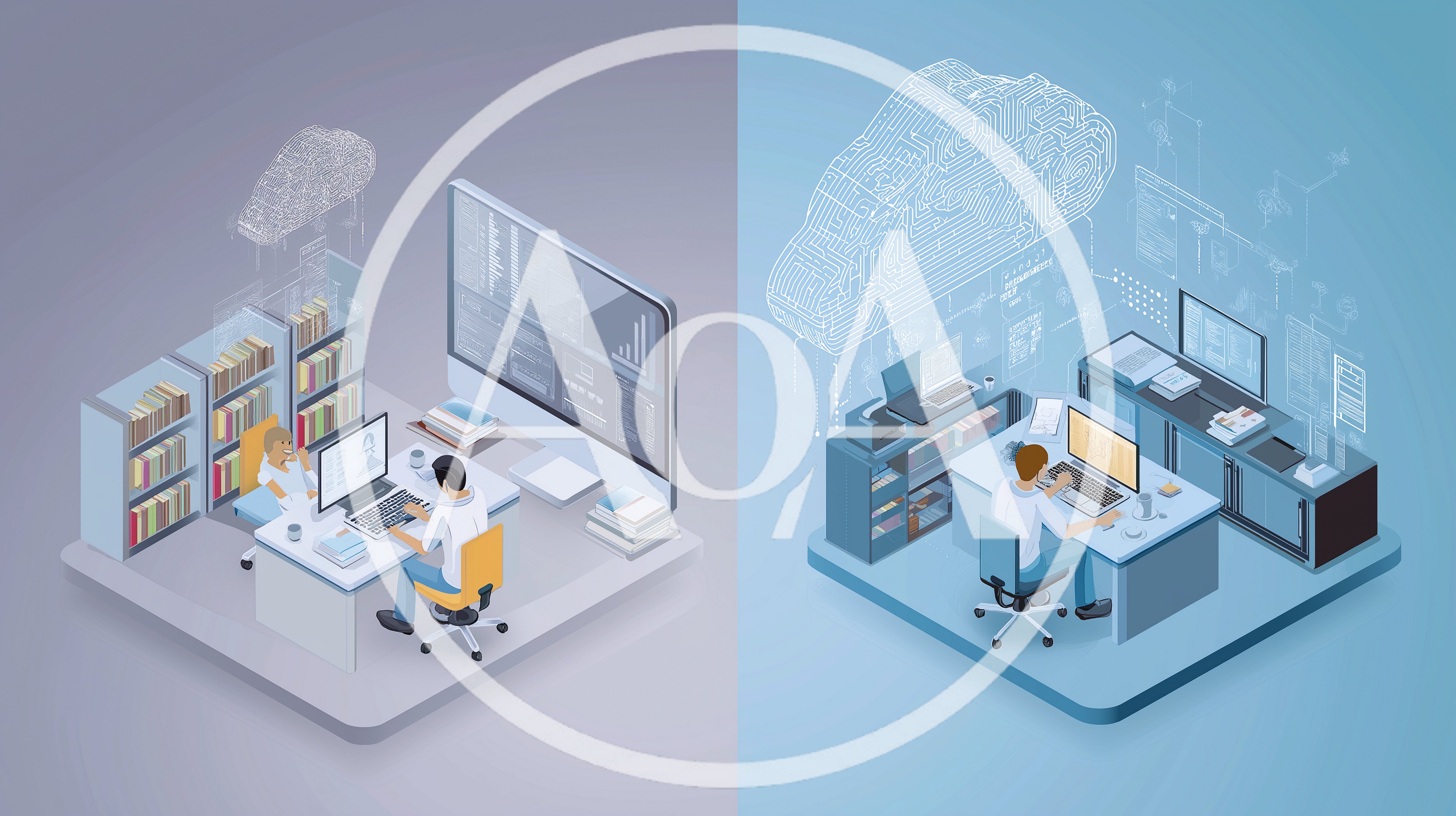 Isometric Illustration Of Software Developers Working In Offices