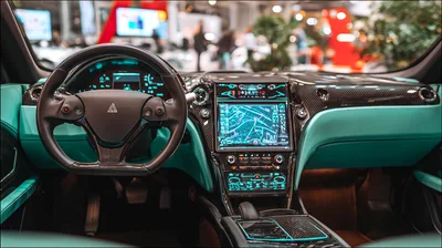 Interior View Of A Luxury Sports Car Dashboard