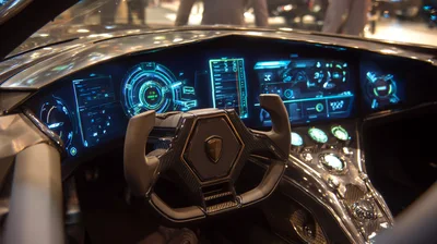 Futuristic Concept Car Interior With Digital Dashboard