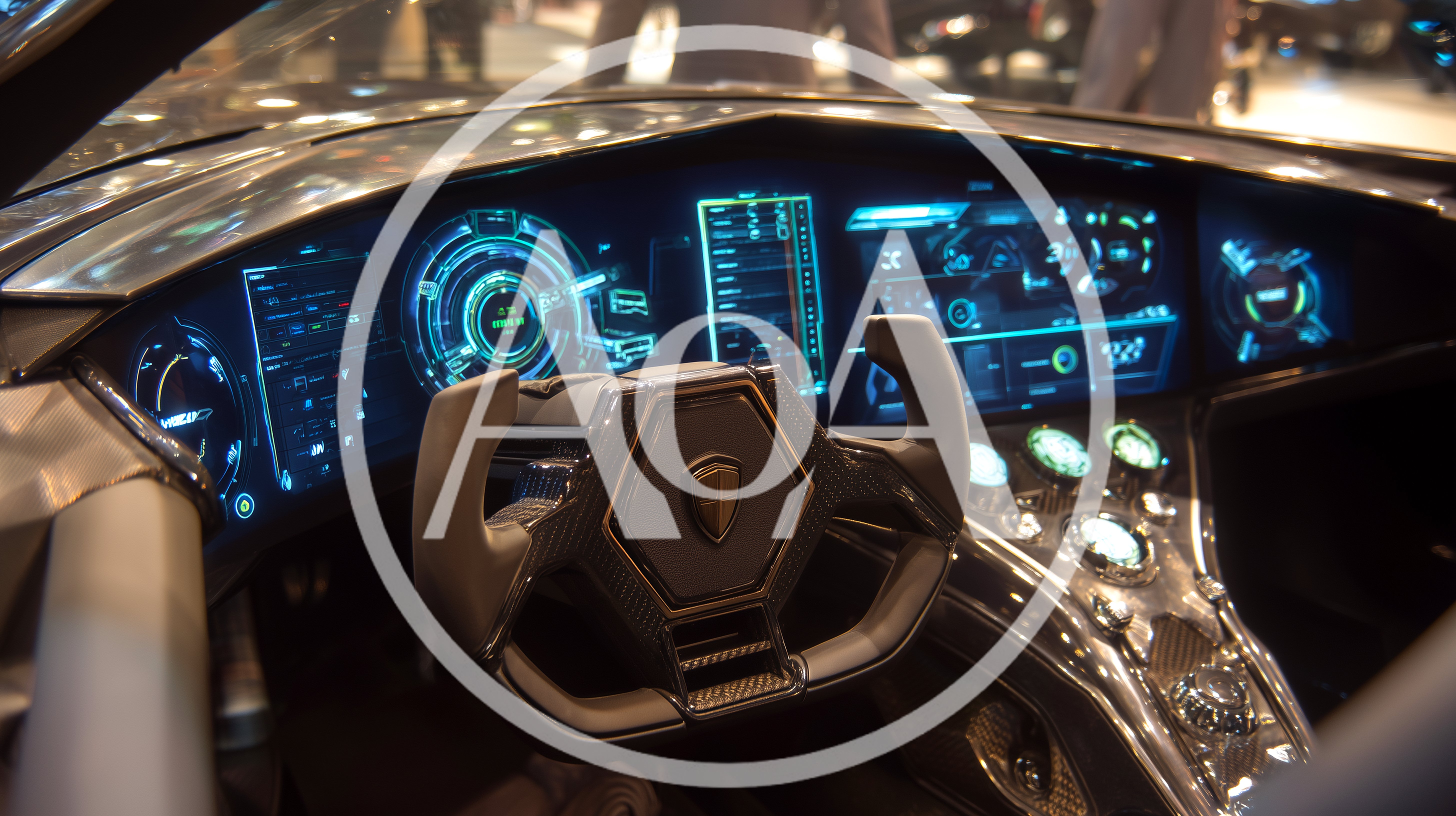Futuristic Concept Car Interior With Digital Dashboard