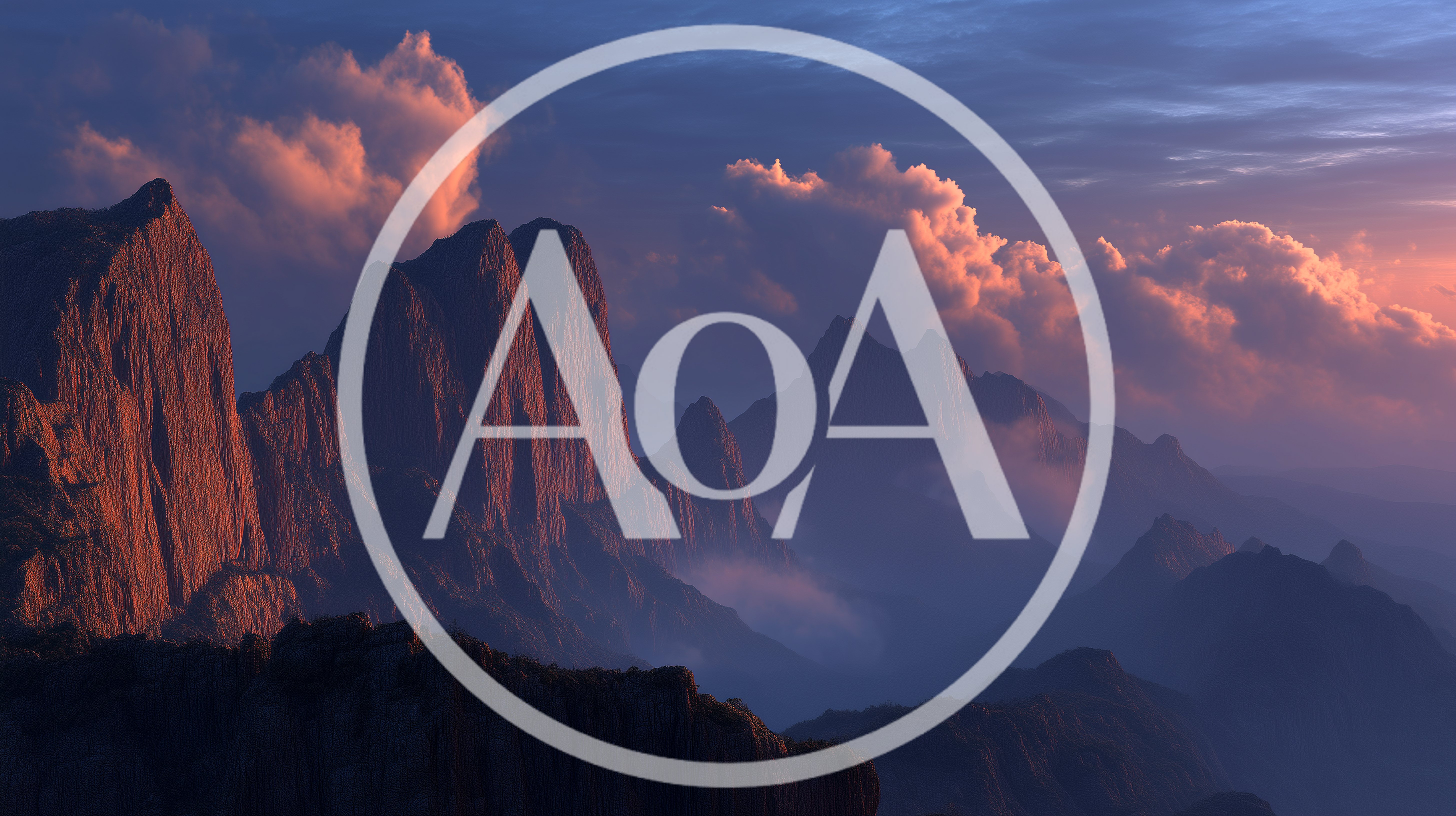 Majestic Mountain Peaks At Sunset With Rolling Clouds