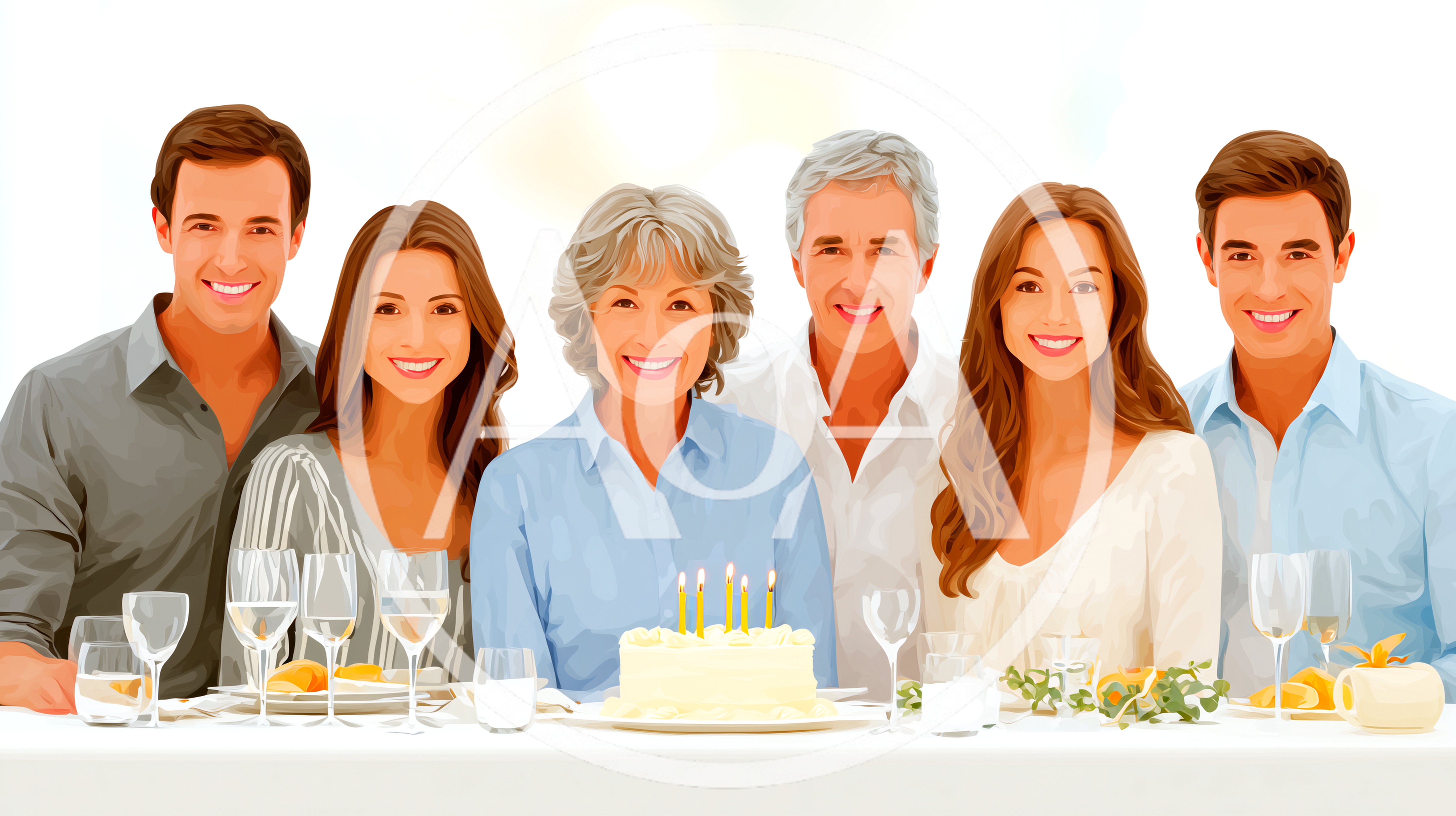 Family Celebrating Birthday With Cake At Dinner Table