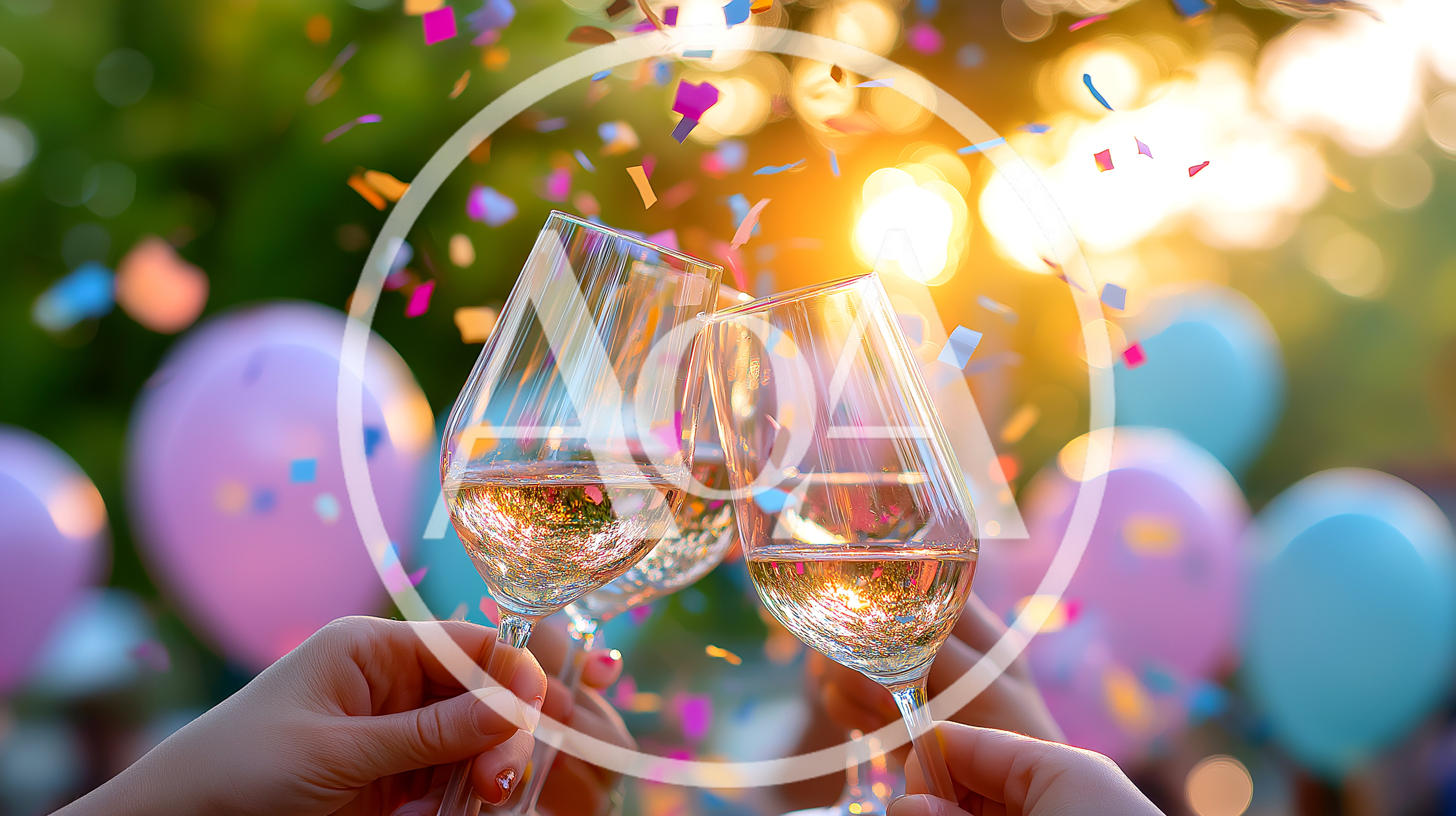 Friends Toasting With Champagne Glasses At Outdoor Celebration