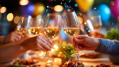 Friends Toasting With Wine Glasses At A Party