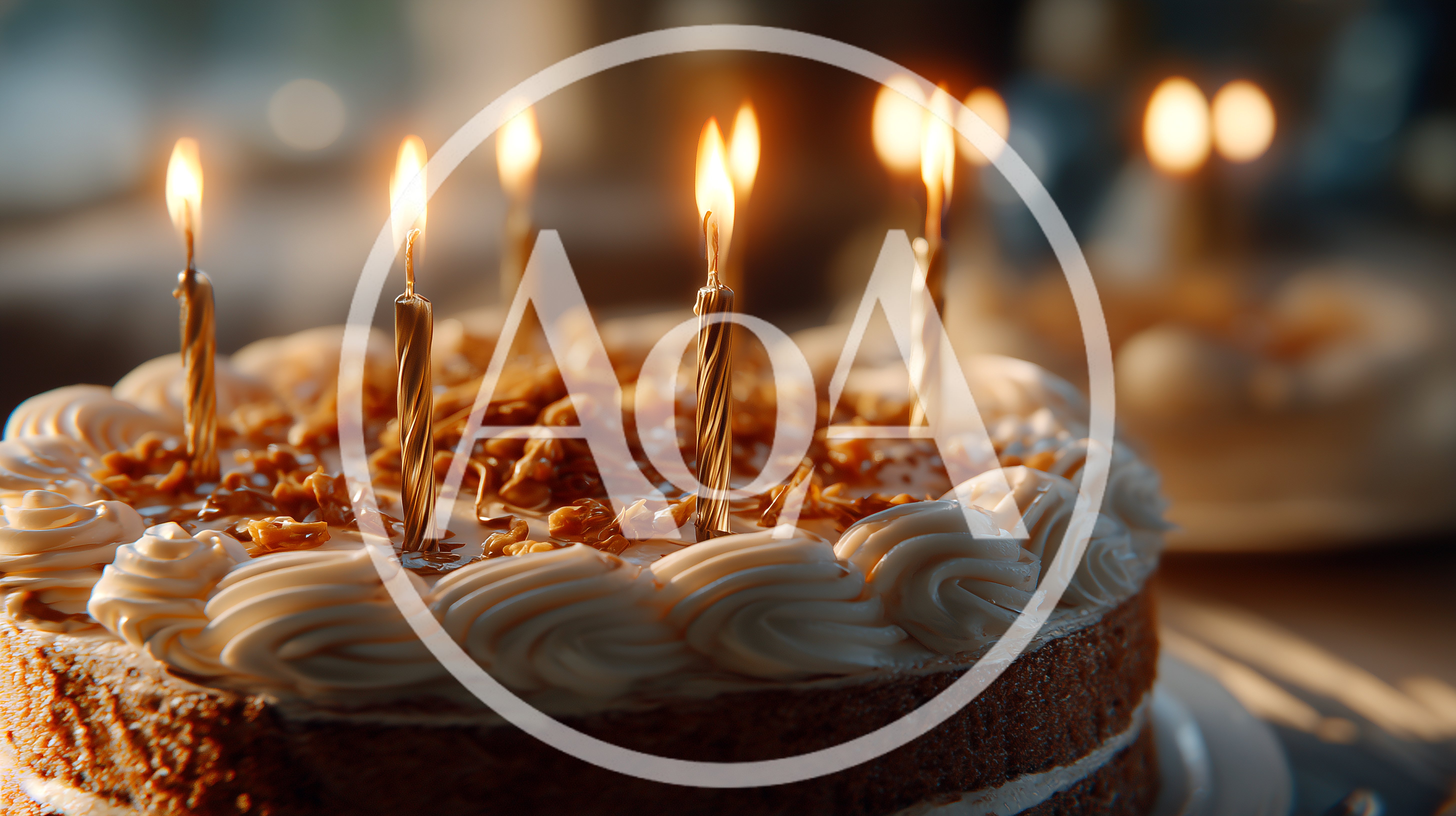 Birthday Cake With Lit Candles On A Table