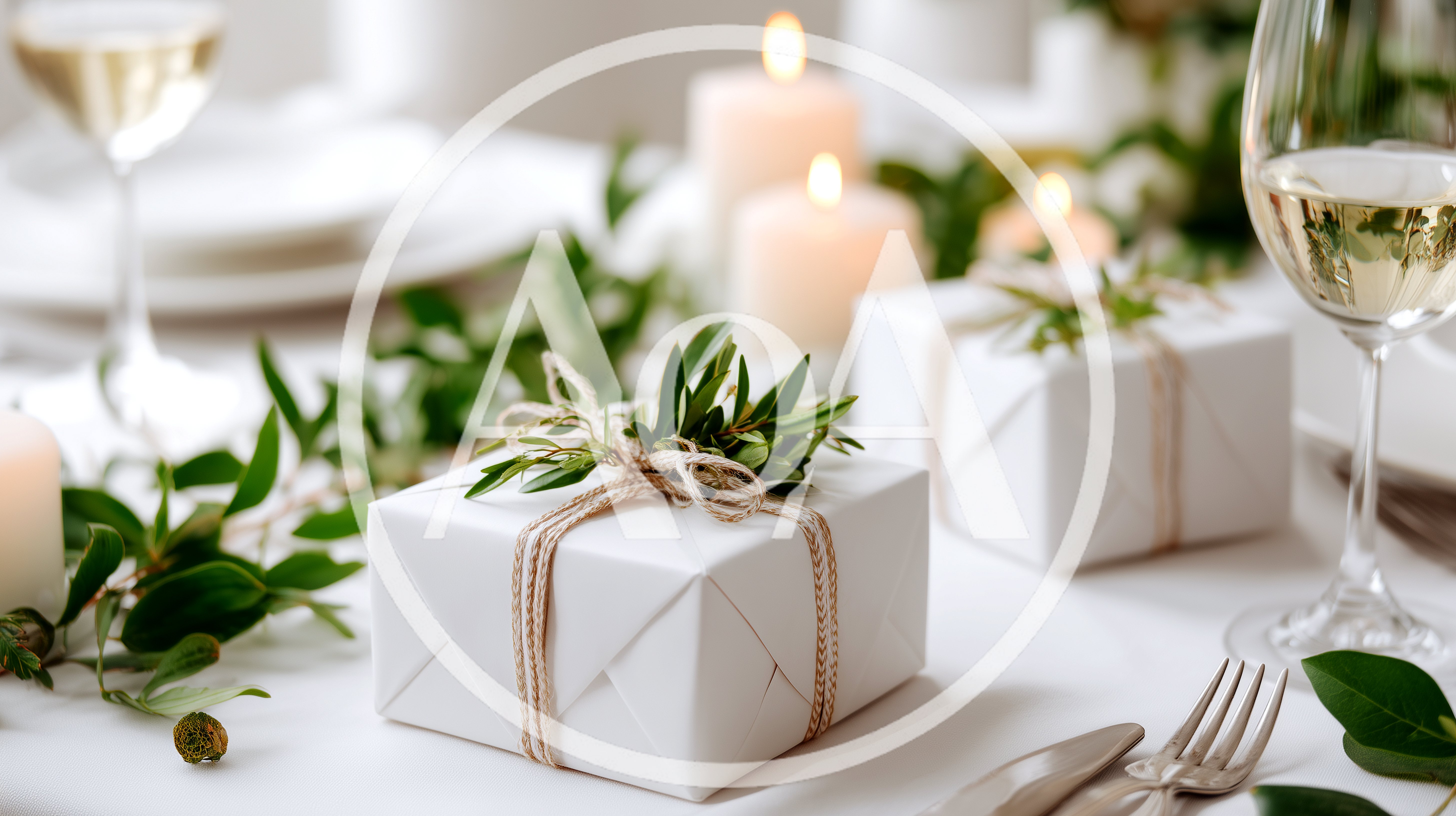 Elegant Wedding Table Setting With Gift Boxes