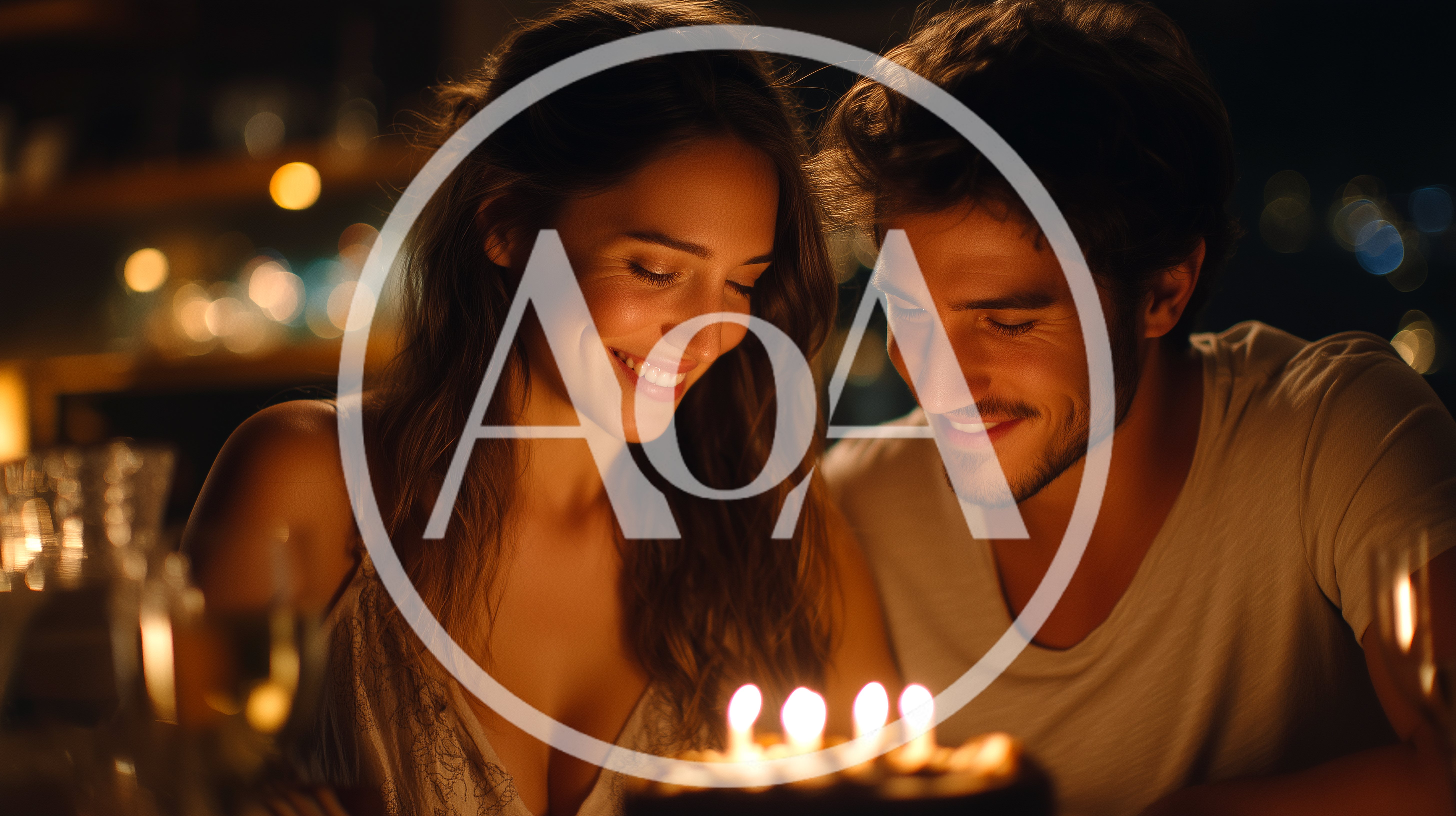 Couple Celebrating Birthday With Cake And Candles