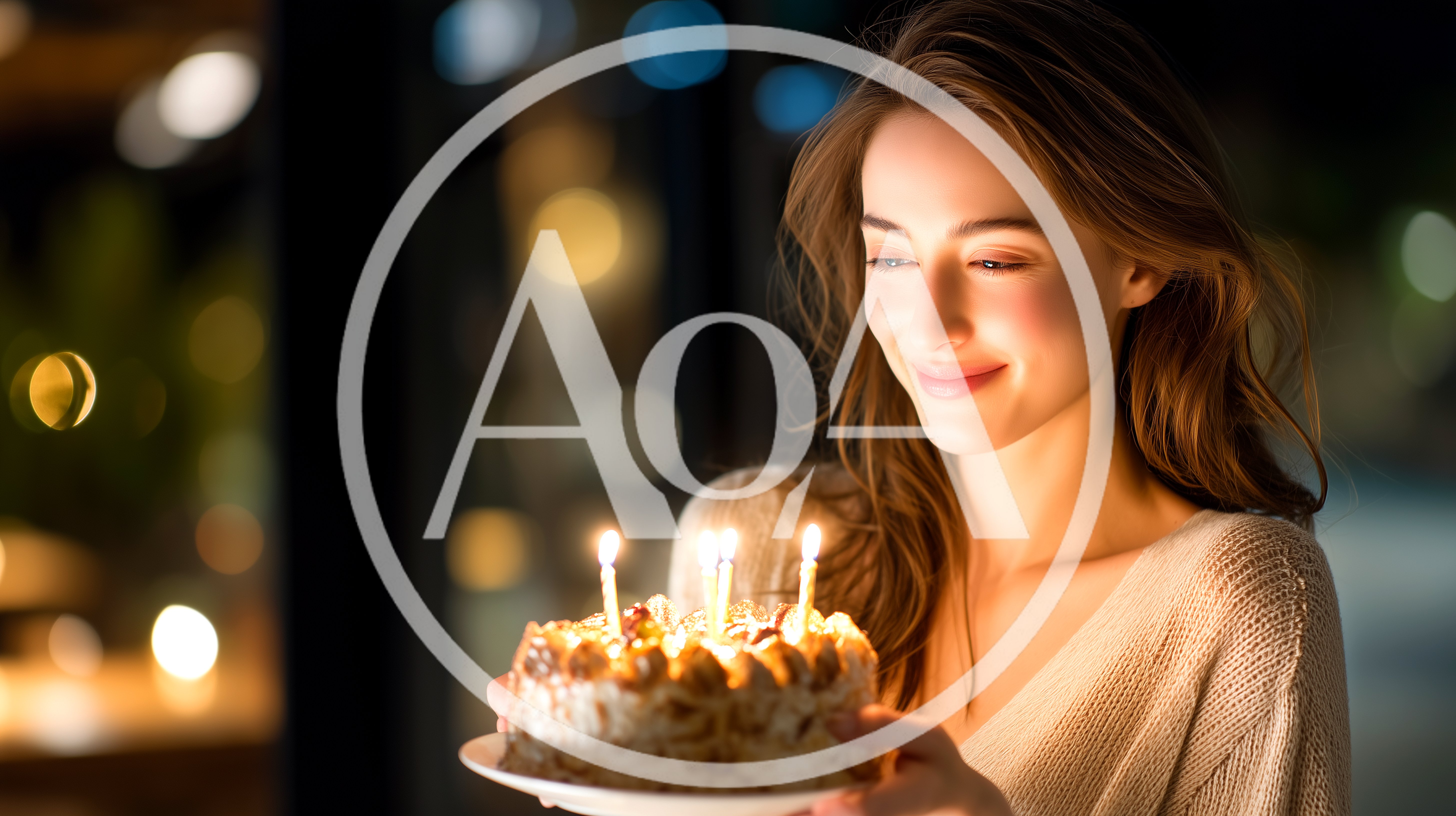 Young Woman Holding Birthday Cake With Lit Candles