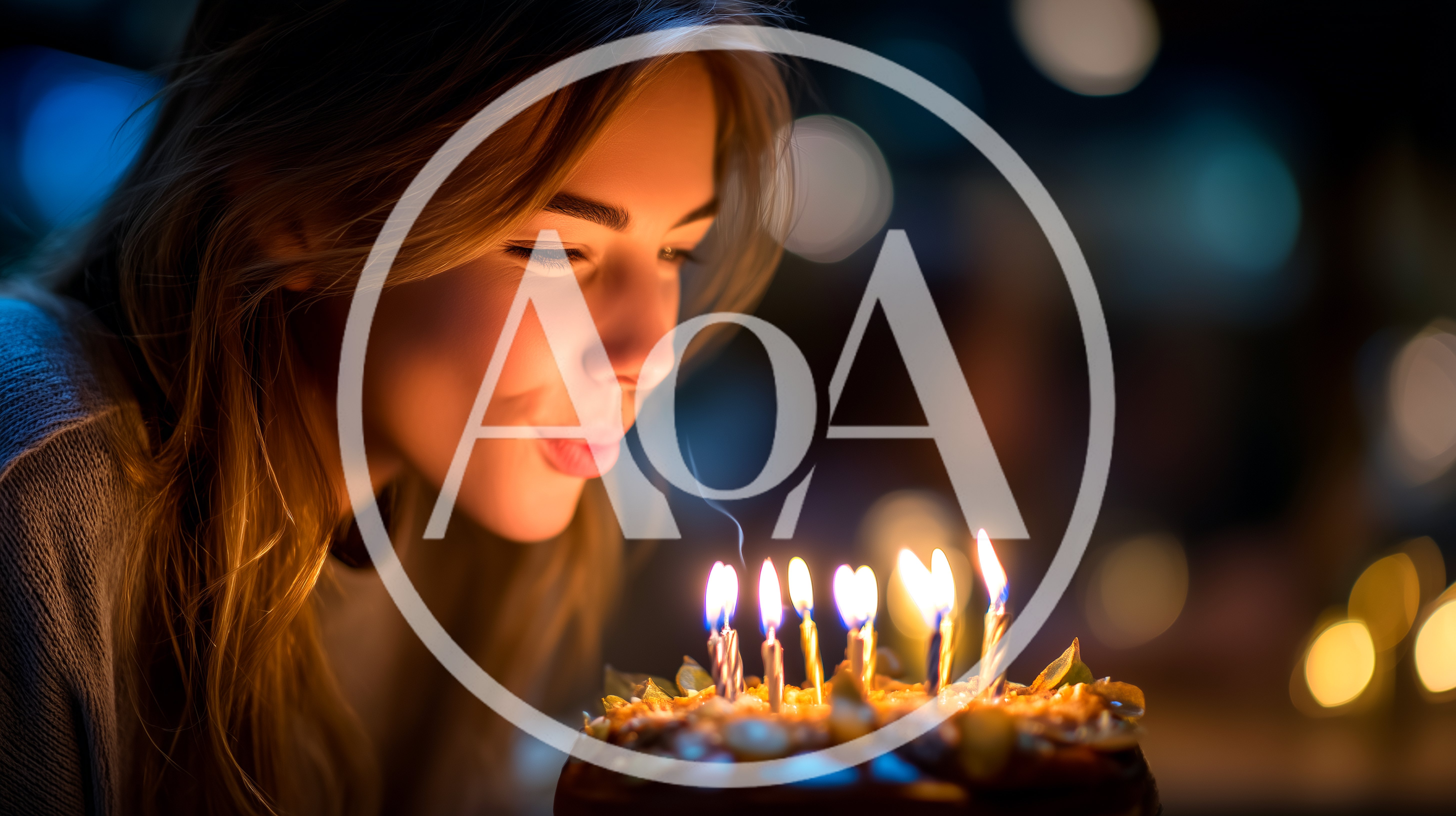 Young Woman Blowing Out Birthday Cake Candles