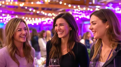 Three Happy Women Laughing Together At A Party