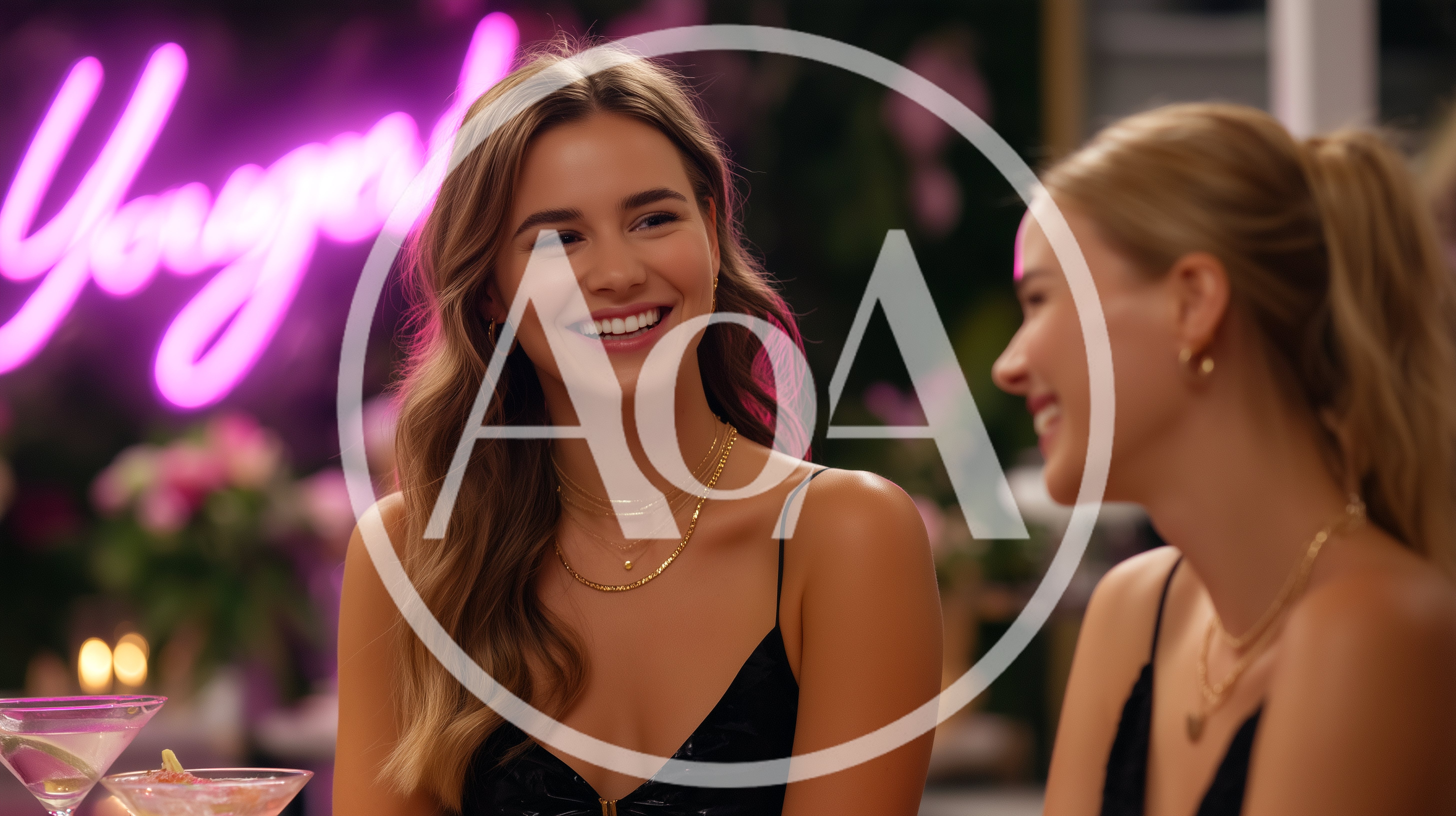 Two Young Women Laughing Together at a Party