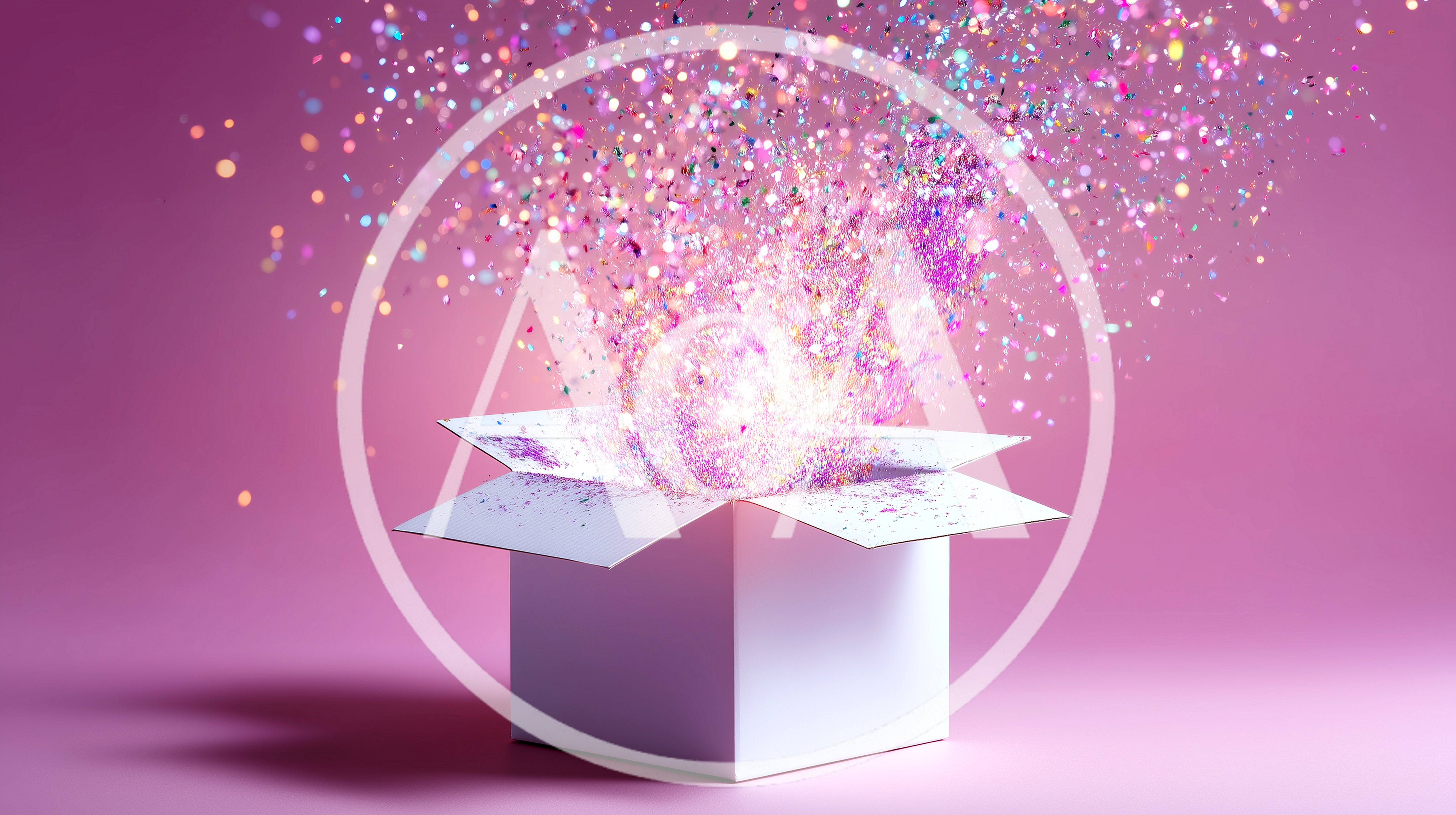 White Gift Box Exploding With Colorful Glitter