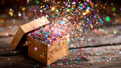 Confetti Exploding From An Open Gift Box