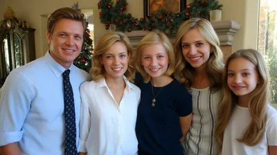 Happy Family Posing Together For A Holiday Portrait