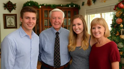 Family Portrait Standing Together During Christmas Holidays