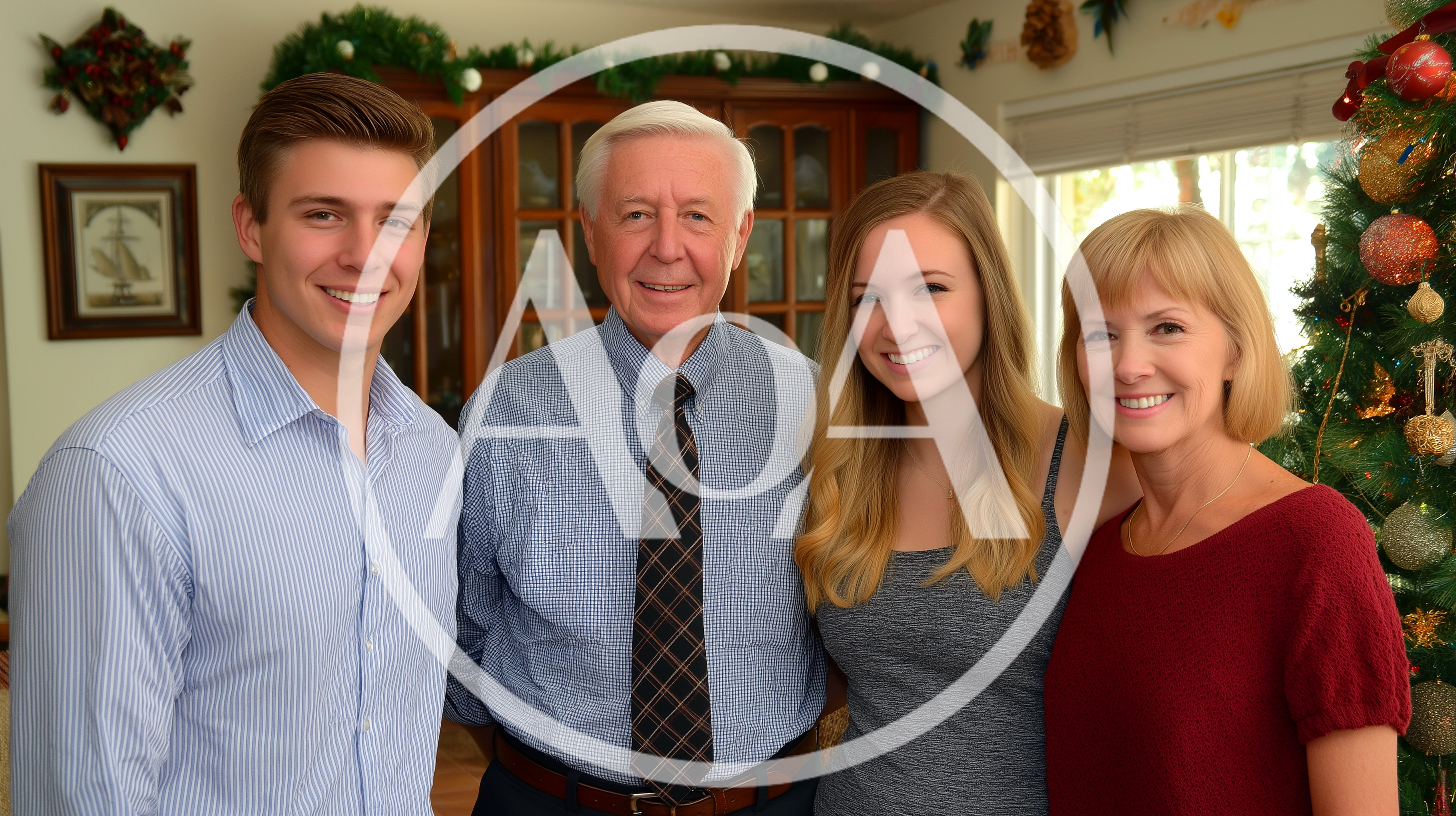 Family Portrait Standing Together During Christmas Holidays