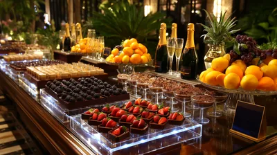 Elegant Dessert Buffet Display At An Evening Event