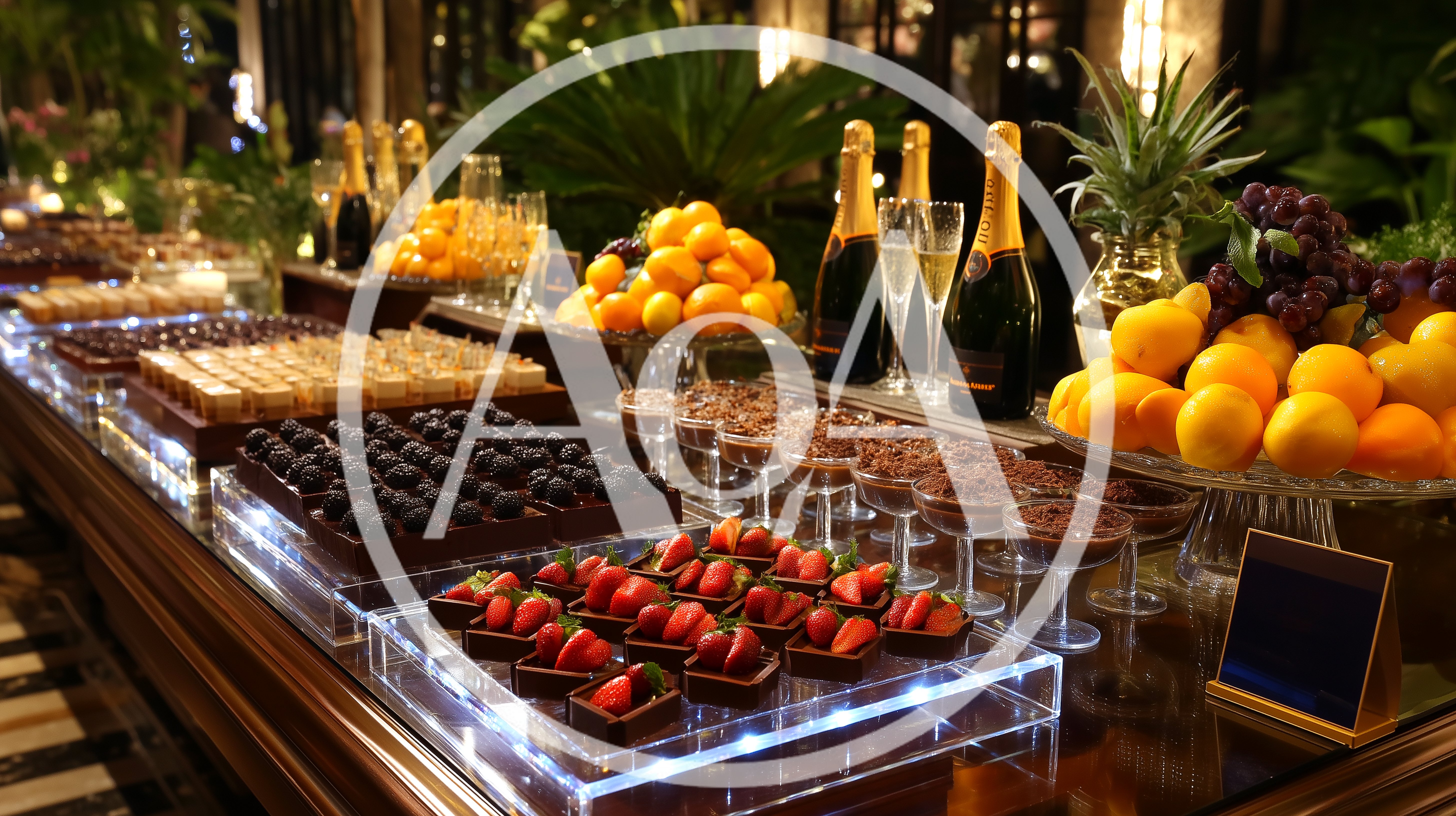 Elegant Dessert Buffet Display At An Evening Event